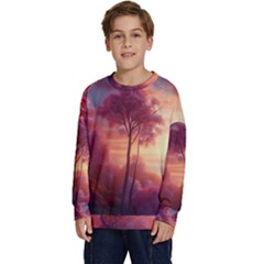 Pink Nature Kids  Crewneck Sweatshirt