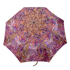 Ochre On Fuchsia Blend Folding Umbrellas by kaleidomarblingart