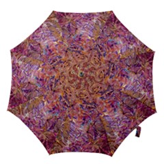 Ochre On Fuchsia Blend Hook Handle Umbrellas (large) by kaleidomarblingart