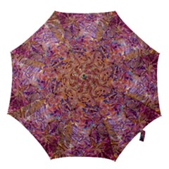 Ochre On Fuchsia Blend Hook Handle Umbrellas (small) by kaleidomarblingart