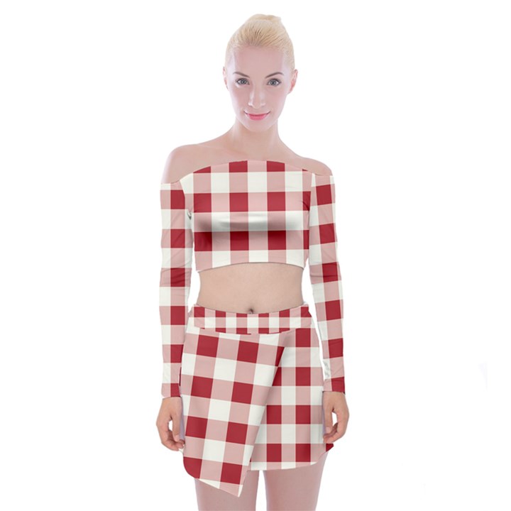 Gingham - 4096x4096px - 300dpi14 Off Shoulder Top with Mini Skirt Set