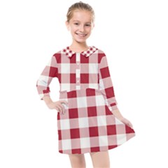 Gingham - 4096x4096px - 300dpi14 Kids  Quarter Sleeve Shirt Dress by EvgeniaEsenina