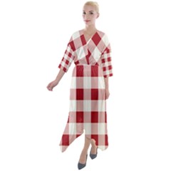 Gingham - 4096x4096px - 300dpi14 Quarter Sleeve Wrap Front Maxi Dress by EvgeniaEsenina