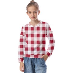 Gingham - 4096x4096px - 300dpi14 Kids  Long Sleeve T-shirt With Frill 