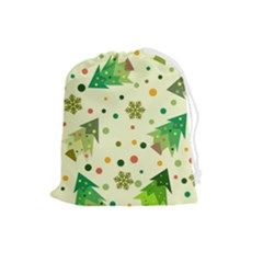 Geometric Christmas Pattern Drawstring Pouch (large) by Grandong