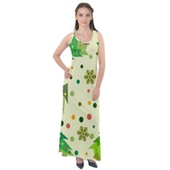 Geometric Christmas Pattern Sleeveless Velour Maxi Dress by Grandong