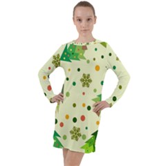 Geometric Christmas Pattern Long Sleeve Hoodie Dress by Grandong