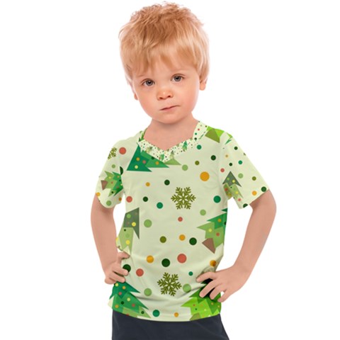 Geometric Christmas Pattern Kids  Sports T-shirt by Grandong