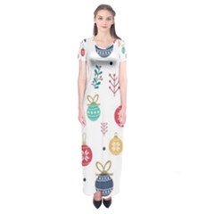 Cute Christmas Pattern Short Sleeve Maxi Dress