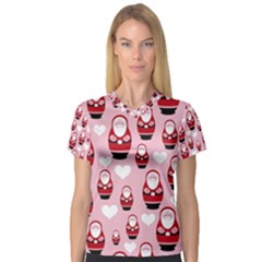 Christmas Santa Pattern V-neck Sport Mesh T-shirt