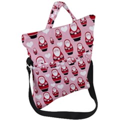 Christmas Santa Pattern Fold Over Handle Tote Bag by Grandong