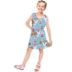 Welsh Corgis Dog Boba Tea Bubble Tea Cute Kawaii Kids  Tunic Dress by Grandong