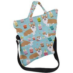 Welsh Corgis Dog Boba Tea Bubble Tea Cute Kawaii Fold Over Handle Tote Bag by Grandong