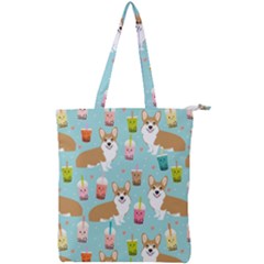 Welsh Corgis Dog Boba Tea Bubble Tea Cute Kawaii Double Zip Up Tote Bag by Grandong