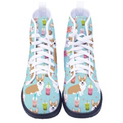 Welsh Corgis Dog Boba Tea Bubble Tea Cute Kawaii Women s High-top Canvas Sneakers by Grandong