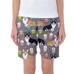 Welsh Corgi Dog Boba Tea Bubble Kawaii Women s Basketball Shorts by Grandong