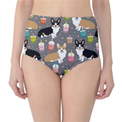 Welsh Corgi Dog Boba Tea Bubble Kawaii Classic High-waist Bikini Bottoms by Grandong