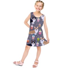 Welsh Corgi Dog Boba Tea Bubble Kawaii Kids  Tunic Dress by Grandong