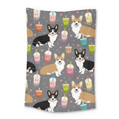 Welsh Corgi Dog Boba Tea Bubble Kawaii Small Tapestry by Grandong