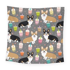 Welsh Corgi Dog Boba Tea Bubble Kawaii Square Tapestry (large) by Grandong