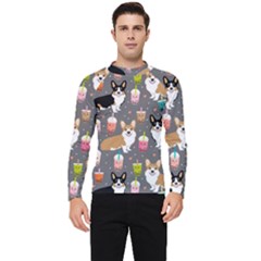 Welsh Corgi Dog Boba Tea Bubble Kawaii Men s Long Sleeve Rash Guard by Grandong