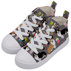 Welsh Corgi Dog Boba Tea Bubble Kawaii Kids  Mid-top Canvas Sneakers by Grandong