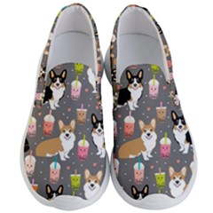 Welsh Corgi Dog Boba Tea Bubble Kawaii Men s Lightweight Slip Ons by Grandong