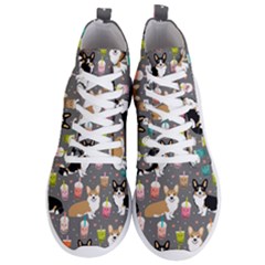 Welsh Corgi Dog Boba Tea Bubble Kawaii Men s Lightweight High Top Sneakers by Grandong