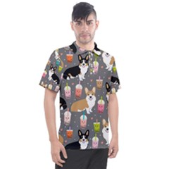 Welsh Corgi Dog Boba Tea Bubble Kawaii Men s Polo T-shirt by Grandong