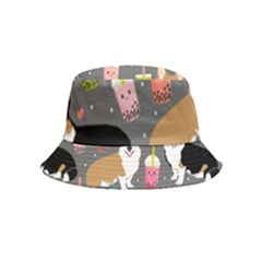 Welsh Corgi Dog Boba Tea Bubble Kawaii Bucket Hat (kids) by Grandong