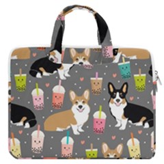 Welsh Corgi Dog Boba Tea Bubble Kawaii Macbook Pro 13  Double Pocket Laptop Bag by Grandong