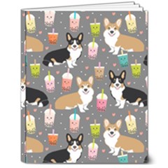 Welsh Corgi Dog Boba Tea Bubble Kawaii 8  X 10  Softcover Notebook by Grandong