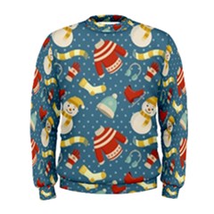 Winter Blue Christmas Snowman Pattern Men s Sweatshirt by Grandong