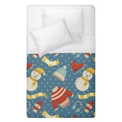 Winter Blue Christmas Snowman Pattern Duvet Cover (single Size) by Grandong