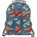 Winter Blue Christmas Snowman Pattern Rounded Multi Pocket Backpack View3