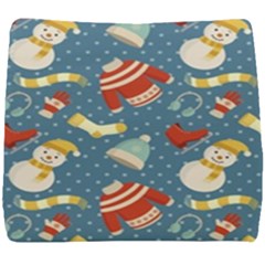 Winter Blue Christmas Snowman Pattern Seat Cushion by Grandong