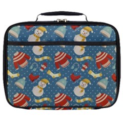 Winter Blue Christmas Snowman Pattern Full Print Lunch Bag by Grandong