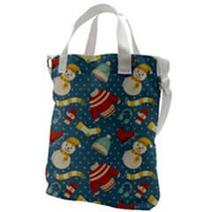 Winter Blue Christmas Snowman Pattern Canvas Messenger Bag by Grandong