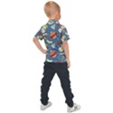 Winter Blue Christmas Snowman Pattern Kids  Polo T-Shirt View2