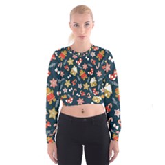 New Year Christmas Winter Pattern Cropped Sweatshirt by Grandong