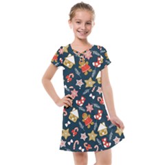 New Year Christmas Winter Pattern Kids  Cross Web Dress by Grandong