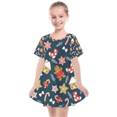 New Year Christmas Winter Pattern Kids  Smock Dress by Grandong