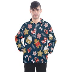 New Year Christmas Winter Pattern Men s Half Zip Pullover by Grandong