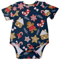 New Year Christmas Winter Pattern Baby Short Sleeve Bodysuit by Grandong