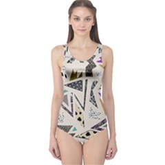 90s Geometric Christmas Pattern One Piece Swimsuit by Grandong