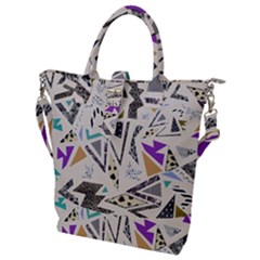 90s Geometric Christmas Pattern Buckle Top Tote Bag by Grandong