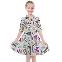 90s Geometric Christmas Pattern Kids  All Frills Chiffon Dress by Grandong