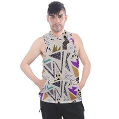 90s Geometric Christmas Pattern Men s Sleeveless Hoodie by Grandong