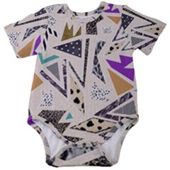 90s Geometric Christmas Pattern Baby Short Sleeve Bodysuit by Grandong