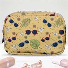 Seamless Pattern Of Sunglasses Tropical Leaves And Flower Make Up Pouch (small) by Grandong